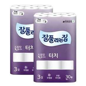 잘풀리는집 두루마리휴지 깨끗한터치 화장지 30롤 2팩