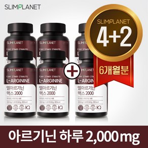 슬림플래닛 엘아르기닌 맥스 2000 [30일분] 하루 아르기닌 2000mg + 타우린 500mg, 120정, 6개