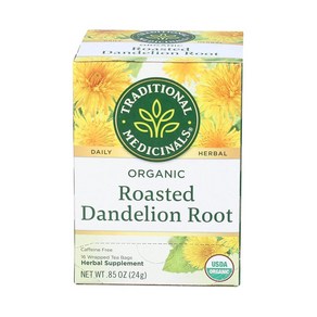 트레디셔널 매디시널 로스티드 단델리온 티 볶은민들레 뿌리 허브티 티백 Taditional Medicinals Roasted Dandelion Root, 1개, 16개입, 1.5g