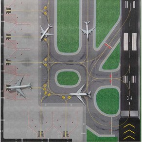 1대400 미니공항 항공기활주로 활주로 공항 장식품 모델 시뮬레이션, 상세 페이지 참고, 장난감 매트 16cm+비행기장식품 2개