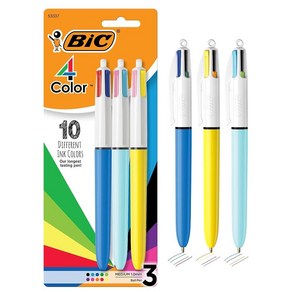 BIC 4색 오리지널 및 패션 리트랙터블 볼펜 미디엄