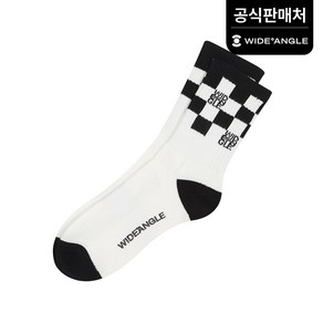 와이드앵글 공식 남성 CO 장목 체커 파일 양말 M WMU24S03Z1, Black, 1개