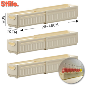 [1+1+1]에스티리빙 길이 조절 수납함 정리함 트레이 다용도 1+1+1, 3개, 스몰 아이보리