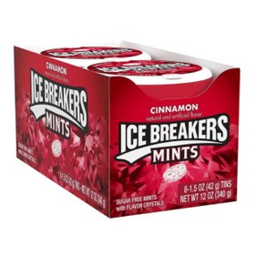 아이스브레이커스 민트 계피 시나몬 무설탕 자일리톨 껌 42g 8팩 ICE BREAKERS Mints Suga Fee Gum, 8개