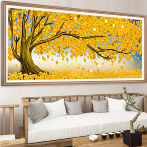 가로 황금 금빛 대형 나무 금전수 DIY 대형 보석십자수 150x60CM_도... 1개, 150x60CM_도구포함