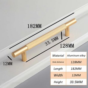 가벼운 골드 옷장 문짝 손잡이 북유럽 모던 심플 서랍 캐비닛, 1개, 2.Pitch-ow-128MM