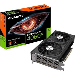 기가바이트 지포스 RTX 4060 Ti WINDFORCE OC 8G 그래픽 카드 팬 2배 8GB 128비트 GDDR6 GVN4, GeFoce RTX 4060 Ti WINDFORCE, 1개