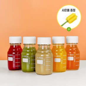 스무디 과일청 수제청병 주스병 우유병 밀폐용기 잼병 눈금 유리병 100ml 화이트 병솔포함, 투명 눈금유리병 MF100 1P, 오렌지캡 1P, 1개