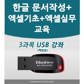 엑셀 기초 배우기 + 엑셀 실무 교육 실무 + 아래한글 문서작성 3종을 1개 USB에 담아드려요 책 교재 보다 좋은 강좌