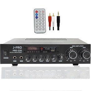 J-PRO 국산앰프 PRO-220 2채널 220W 블루투스 카페 업소용 매장용 앰프+리모콘+PC선 1.5M 포함, J-po SM-200Q