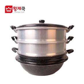 황제경금속[셰프팩토리] 3단솥 3단곰솥 3단찜솥 찜가마솥 찜냄비 떡 찜기 가정용 떡찜기 3단 만두찜기 식당주방 솥단지, 3단곰솥(솥이 사각모양), 30cm, 1개