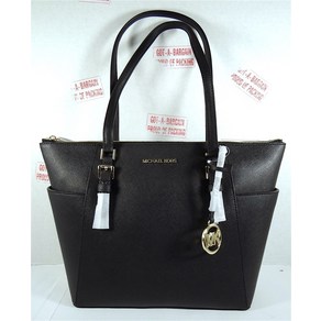 Michael Kos Chalotte East West Top Zip Black leathe shoulde tote