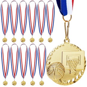 Juvale 12 Pack Basketball Medals fo Kids and Adul 모두 및 성인을 위한 Juvale 12 팩 농구 메달 팀 참가 트로피 상 파티 호의, 1개, 2 Inches in Diamete with 31-