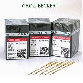 GROZ-BECKERT 재봉틀 바늘 DPX5 135X5 GEBEEDUR 내열성 티타늄 단추구멍 바 태킹 기계용 100 개, [08] 120(19)Silve Needle, 1개