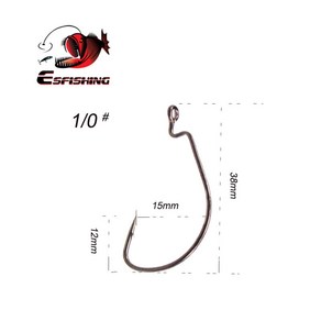 esfishing 와이드갭 훅 오프셋 옵셋 낚시 바늘, 1개