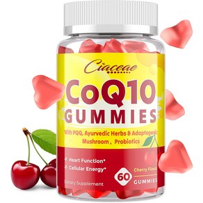 PQQ가 함유된 CoQ10 젤리 - 400MG 코엔자임 Q10 고효능 아유르베다 허브로 강화 적응성 버섯 블렌드 및 심장 뇌 에너지 면역을 위한 프로바이오틱스 체리 풍, PQQ가함유된CoQ10젤리400MG코엔자임Q10고효능아, 1개