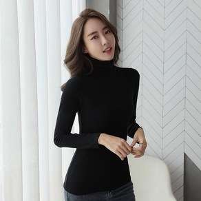 지시크릿 가을 겨울 무지 기모 목폴라 긴팔 티셔츠