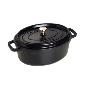 STAUB 스타우브 타원(오발) 꼬꼬떼 양수냄비 29x23cm 독일직배송, 블랙, 1개