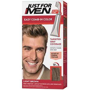 남성 전용 Easy Comb-In Colo Mens Hai Dye 빗 어플리케이터가 있는 간편한 노믹스 적용 - 라이트 브라운 A-25 1팩, Light Bown A-25, 1 Count (Pack of 1), 1개