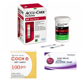 아큐첵 퍼포마 Accu-Chek Pefoma 혈당시험지 혈당검사스트립 세트(시험지50매+호환침100개+알콜솜100매) SW, 1개