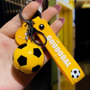 [5차입고 완판] 손더붐 축구공 키링 열쇠고리 가방 축구키링 어린이집 축구교실 유치원 선물 키홀더 생일, 1개, 옐로우