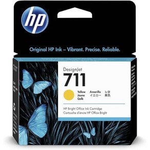 HP 711 블랙 38ml 정품 잉크 카트리지 CZ129A 디자인젯 T530 T525 T520 T130 T125 T120 T100 대형 포맷 플로터 프린터용, Standad_yellow