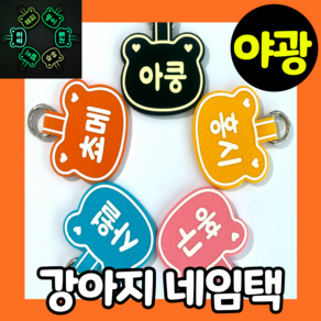 강아지네임택 야광 강아지 이름표 고양이 목걸이 애견 인식표 반려견 명찰 네임트리, 1개, 24번(블루+화이트)