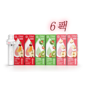 Cikul 서큘 LifeSip 드링크믹스 카트리지 과일 펀치 딸기키위 허니 크리스피 사과, 20ml, 6개