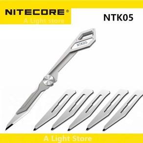 NITECORE 초소형 티타늄 키체인 나이프 경량 다 접이식 야외 도구 미니 전술 NTK05, 1개, [04] NTK05 ADD 3 blade