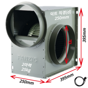 팬직 소형 시로코팬 2마력 덕트 250mm 300mm 단상 220V TFB-F29FS+코드선 2M 포함, 옵션01 2마력/덕트직경25cm+코드선2M, 1개