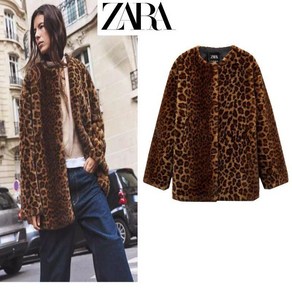 자라 겨울 레오파드 인조 모피 코트 자켓 ZARA