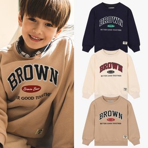 오후 중계점 *23FW 소량재입고 50%할인* 브라운 기모 맨투맨 (3Color) 깔끔한 레터링 디자인 어디에나 어울리는 기모 맨투맨 티셔츠 7~13세