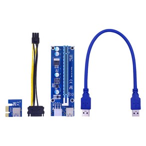 CHIPAL VER006C PCI-E 라이저 카드 비디오 USB 3.0 케이블 익스프레스 1X-16X 확장기 SATA 6 핀 전원 6, [01] 0.3M, 1개