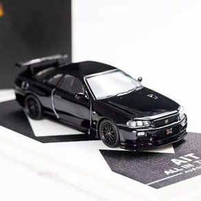 오로라모델 1:64 닛산 스카이라인 GT-R (R34) - 블랙 크롬 - 중국 AIT 특별 모델 (후드 오픈)