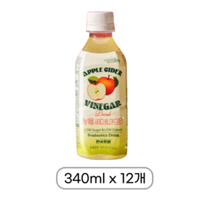 한국야쿠르트의 새이름 HY 편스토랑 진서연의 애사비 애플사이다비니거 드링크 340ml 24개입, 12개