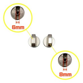 가스렌지 점화 스위치 교체용 가스 오븐 레인지 메탈 노브 손잡이 밸브 핸들 부속 부품, D_8mm45도5시()