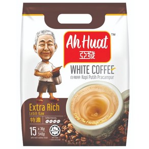 4 Pack Malaysia Famous Ah Huat White Coffee 3 In 1 E 말레이시아 유명 아후앗 화이트 커피 3 In 1 엑스트라 리치 4팩(4팩 x 15봉지, 1개, 2.59kg