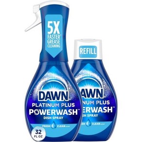 Dawn 파워워시 스프레이 스타터 키트 플래티넘 주방세제 신선한 향기 키트 1개 + 리필 1개 16 Fl Oz(2팩)