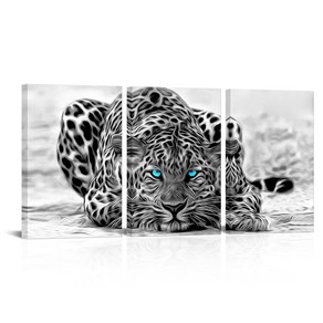 WELMECO Black and White Leopad Deco Pictues Ani WELMECO 흑백 표범 장식 그림 동물 캔버스 벽 아트 인쇄 홈 장식에 걸 수 있음