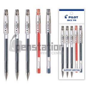 파이롯트 하이테크-C 0.5mm 흑/청/적 볼펜 5개 세트, 0.5mm 블랙3개+블루1개+레드1개 세트