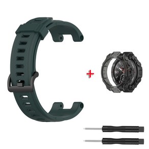 Huami amazfit t ex 스트랩 용 교체 스트랩 amazfit t-ex/t-ex po 스트랩 용 블랙 프로텍터 케이스 용 실리콘 시계 밴드, Olive geen withcase