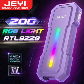 JEYI 20Gbps RGB M.2 NVMe SSD 인클로저 USB 3.2 GEN2x2 지원 UASP 트림 4TB 용량 알루미늄 합금 케이스 9220 칩 PCIe NVMe, 20G-RGB, 1개