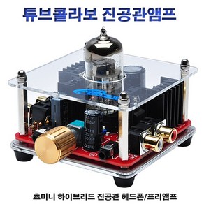 ELECHORN 튜브콜라보 ECC82 누드 진공관앰프 헤드폰앰프 이어폰앰프 하이파이 프리앰프 소형앰프 미니앰프, 튜브콜라보[골드노브]