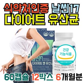 BNR17유산균 체지방컷 비에날씬 프로 다이어트 유산균 비엔날씬 비엔알 비에날17 영라이크 식약처 식약청 인증, 6개, 120정