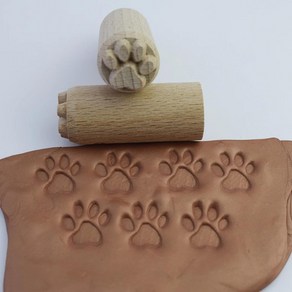 귀여운 꽃 잎 동물 질감 엠보싱 도장 나무 블록 도자기 스탬프, 1개, 4.CAT FOOT
