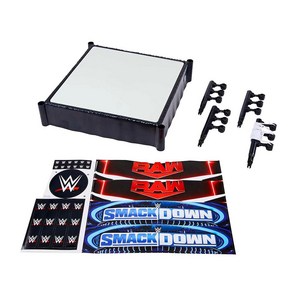 마텔 Mattel WWE 슈퍼스타 링 35.6cm(14인치) 스프링 장착 매트 앞치마 스티커 4개 및 프로 텐션 로프 15.2cm(6인치) 액션 피규어용, 마텔 Mattel WWE 슈퍼스타 링, 35.6cm(1