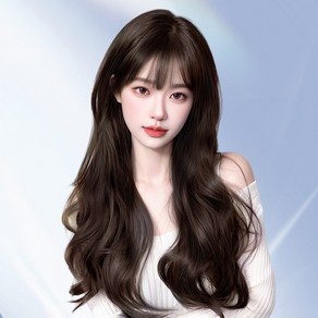 HAIRCUBE 시스루뱅 글램펌 통가발 60cm, 쿨 브라운, 1개