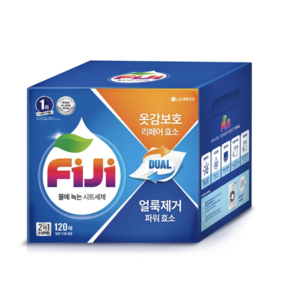 FiJi 피지 물에 녹는 파워업 시트 세제 120매, 120개입, 1개