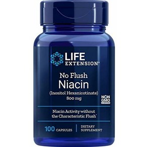 Life Extension No Flush Niacin 라이프 익스텐션 노 피쉬 니아신 나이아신 800mg 100정, 1세트