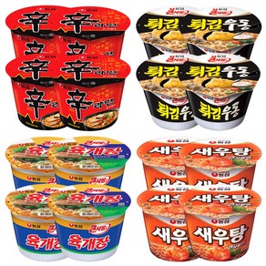 농심 큰컵4종 (신라면4입+새우탕4입+튀김우동4입+육개장큰사발4입) 총16입, 1세트